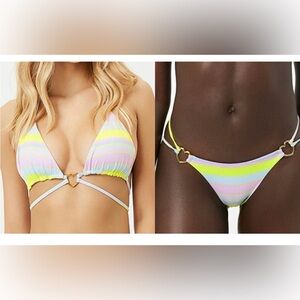 Frankies Bikinis pastel heart Kailyn string bikini Small